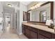Bathroom with granite countertop on vanity and framed mirror at 3810 Sweat Creek Run, Marietta, GA 30062