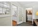 View of the kitchen, laundry and doorway to backyard at 25 Standish Nw Ave, Atlanta, GA 30309