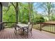 Wooden deck featuring an outdoor table and chairs, perfect for entertaining or relaxing outdoors at 3668 Spring St, Chamblee, GA 30341