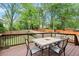 Wooden deck with views to a well-manicured lawn, featuring an outdoor table and chairs at 3668 Spring St, Chamblee, GA 30341