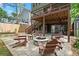 Backyard patio and fire pit with Adirondack chairs for outdoor relaxation and entertainment at 3668 Spring St, Chamblee, GA 30341