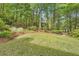 Beautiful landscaped backyard with grass and surrounding woods at 3801 Bays Ferry Trl, Marietta, GA 30062