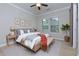 Stylishly furnished bedroom with a comfortable bed, modern decor, and natural light at 569 Mirrormont Se Dr, Smyrna, GA 30080
