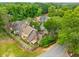 Aerial view of a complex shows the layout with surrounding greenery and road access at 3765 Windsor Cir, Clarkston, GA 30021