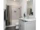 Modern bathroom features a glass vessel sink, marble countertops, and stylish shower at 610 Valley Green Trce, Marietta, GA 30068