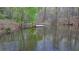 Scenic view of a serene pond with a wooden dock, perfect for relaxation and enjoying nature at 443 Lakeshore Dr, Berkeley Lake, GA 30096
