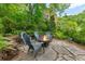 Stone patio with fire pit and chairs creates an inviting outdoor gathering space at 2140 Azalea Dr, Roswell, GA 30075