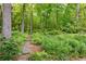 Lush landscaping along a stone pathway provides a serene and private outdoor space at 2140 Azalea Dr, Roswell, GA 30075