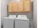 Functional laundry room with modern washer and dryer units and storage cabinets at 2140 Azalea Dr, Roswell, GA 30075