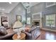 Inviting living room featuring hardwood floors, a fireplace, and an abundance of natural light at 547 Ellington Rd, Oxford, GA 30054
