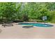 Backyard pool with a hot tub, tanning ledge, surrounding patio, and privacy landscaping at 3341 Cranmore Chase, Marietta, GA 30066