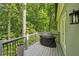 Outdoor deck area with a grill and views of the green, wooded backyard; perfect for outdoor cooking at 3851 Glenhurst Se Dr, Smyrna, GA 30080