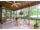 Relaxing screened-in porch with ceiling fan and view of the private backyard at 238 Ivy Glen Cir, Avondale Estates, GA 30002