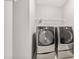 Contemporary laundry room with stainless steel washer and dryer for efficient chores at 3755 Valleyway Rd, Cumming, GA 30040