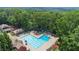 Inviting aerial view of a community pool and recreational area nestled among trees at 4295 Parish Trce, Marietta, GA 30066