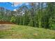 Expansive backyard with lush greenery, mature trees, and a partial view of the patio and fencing at 328 Orchid Dr, Mcdonough, GA 30252