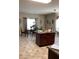 Bright kitchen featuring an island, dining table, and checkered floors at 6074 Locklear Way, Douglasville, GA 30134