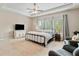 Bright and airy main bedroom with tray ceiling, neutral carpet and serene window views at 7730 Tiberon Pkwy, Cumming, GA 30028