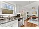 Kitchen with a stainless steel dishwasher, a double sink, and granite countertops overlooking an office at 4418 Chowning Way, Dunwoody, GA 30338
