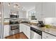 Bright kitchen with stainless steel appliances, granite countertops and white cabinets at 4418 Chowning Way, Dunwoody, GA 30338