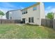 Fenced backyard with patio, and grass at 6065 Falls Landing Dr, Cumming, GA 30040