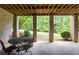 Covered patio with brick columns, a table and chairs, and a view of the backyard at 1575 Spalding Dr, Sandy Springs, GA 30350
