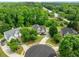 Aerial view of the property showcasing a well-manicured front yard, and circular driveway at 209 Braemar Ct, Mcdonough, GA 30253