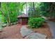 Backyard gazebo with wooded surround, perfect for relaxation and entertaining at 4500 Candacraig, Alpharetta, GA 30022