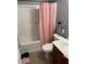 Functional bathroom featuring a shower and vanity at 2436 Moultrie Ct, Dacula, GA 30019