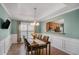 Elegant dining room with wainscoting, tray ceiling, and hardwood floors at 352 Southgate Dr, Locust Grove, GA 30248