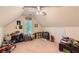 Play room with vaulted ceiling, a ceiling fan, and plenty of space for activities at 595 Mcgarity Dr, Mcdonough, GA 30252