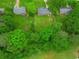 Aerial view showcasing the property's layout, including lush greenery, surrounding trees, and neighboring homes at 6892 Autumn Hills Dr, Douglasville, GA 30135