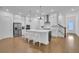 Modern kitchen features white cabinets, large island with seating, and stainless steel appliances at 1110 Harper Dr, Roswell, GA 30076