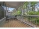 Relaxing screened in patio with wooden floors and view of backyard at 1110 Harper Dr, Roswell, GA 30076