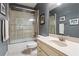 Bathroom featuring a shower-tub combo, framed mirrors, and decor at 31 Brownson Ct, Acworth, GA 30101