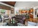 Open-concept living room and kitchen featuring hardwood floors and a large island at 31 Brownson Ct, Acworth, GA 30101