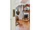 Foyer view highlighting the detailed fireplace mantel and unique hardwood floors at 185 Elizabeth St, Atlanta, GA 30307