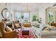 Cozy living room featuring a fireplace, chandelier, and ample seating at 185 Elizabeth St, Atlanta, GA 30307