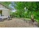 Backyard patio with comfortable outdoor seating and fire pit, surrounded by trees at 185 Elizabeth St, Atlanta, GA 30307