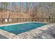 A pool is covered with a blue tarp and is fenced off for safety in the off season at 3486 Essex Ave # 88, Atlanta, GA 30339