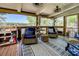 Relaxing screened porch with wicker furniture and picturesque views of the lake at 455 Mayo Rd, Covington, GA 30014