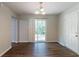 Bright dining room with new flooring and a sliding glass door to the backyard at 5326 Rocky Pine Dr, Lithonia, GA 30038
