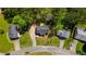 An aerial view of a neighborhood showcasing well-maintained lawns and mature trees at 379 Villa Rosa Way, Temple, GA 30179