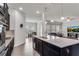 View of the kitchen island with bar seating, stainless steel appliances, and modern pendant lighting at 2251 Nancy Creek Dr, Atlanta, GA 30341