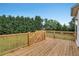 A wooden deck with a railing overlooks a lush, green lawn at 400 Kyle Ct, Fayetteville, GA 30215