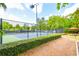 Well-maintained community tennis court with blue and green surface, black fencing and green foliage at 2727 Lost Mill Trce, Buford, GA 30519