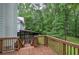 The wooden deck leads down to the screened-in porch and the wooded area at 3880 Northpoint Dr, Marietta, GA 30062