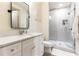 Stylish bathroom with a glass shower, modern vanity, and elegant fixtures at 4785 Brinkley Ln, Atlanta, GA 30342