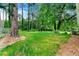 Lush backyard with mature trees providing ample shade and privacy at 1660 Mallard Cir, Conley, GA 30288