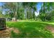 Spacious backyard with manicured lawn and mature trees, perfect for outdoor activities at 1660 Mallard Cir, Conley, GA 30288